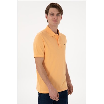 Erkek Regular Fit Polo Yaka Turuncu Basic Tişört