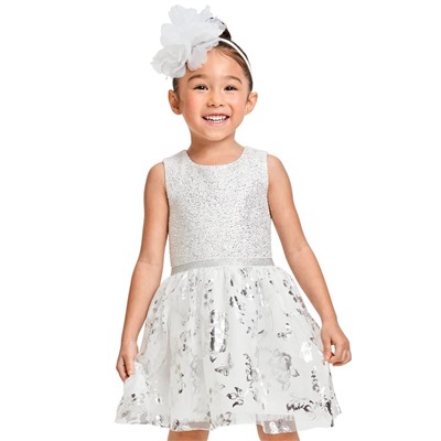 Baby And Toddler Girls Foil Jacquard Matching Tutu Dress