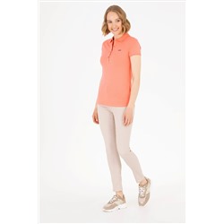 Kadın Somon Basic Polo Yaka Tişört