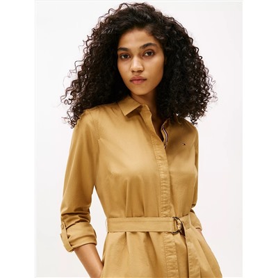 Long-Sleeve Belted Oxford Shirtdress