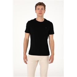 Erkek Regular Fit Bisiklet Yaka Siyah Basic Tişört