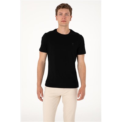 Erkek Regular Fit Bisiklet Yaka Siyah Basic Tişört
