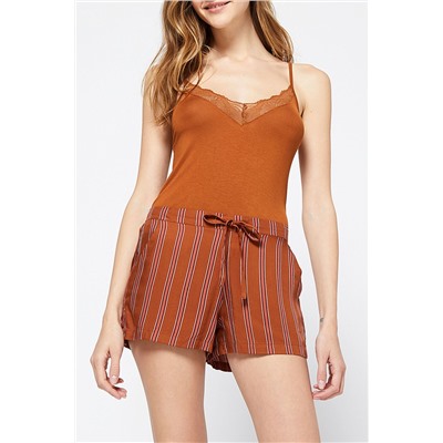 Short de rayas Honey Camel y rosa viejo