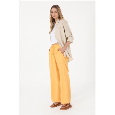 Kadın Turuncu Loose Relax Fit Kanvas Pantolon