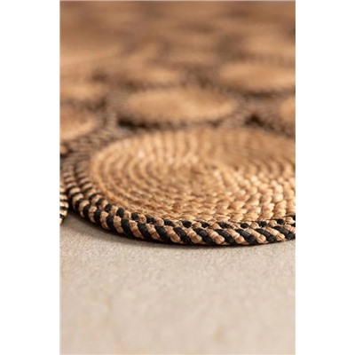 Alsace Yuvarlak Eklemeli Kilim - Naturel/Siyah - 120 cm