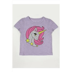Denokids Unicorn Lila Kız Çocuk T-shirt CFF-22Y2-051
