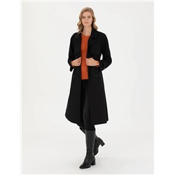 Siyah Slim Fit Trençkot
