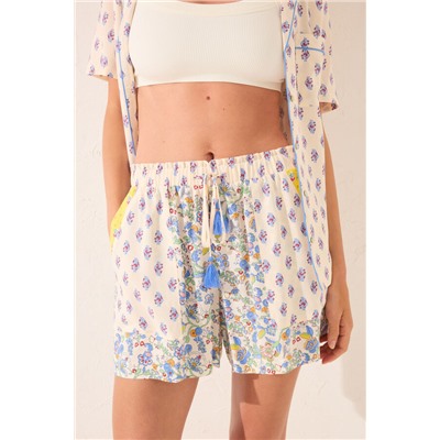 Pantalón corto viscosa patchwork multicolor