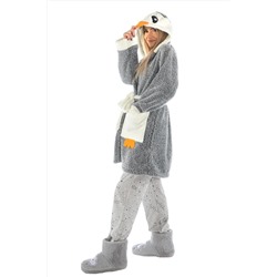 Zeynep Tekstil Penguen Nakışlı Kapşonlu Wellsoft Bornoz 153-99-1078
