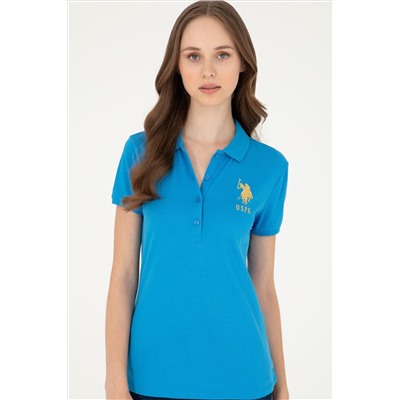 Kadın Saks Basic Polo Yaka Tişört