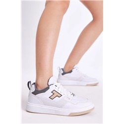 Tonny Black Unisex Beyaz Bej Rahat Kalıp Poli Taban Bağcıklı Sneaker TBA297
