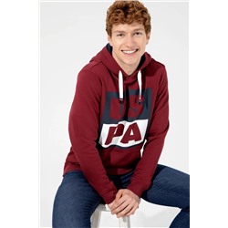 Erkek Vişne Kapüşonlu Sweatshirt
