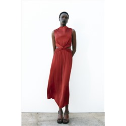 SATIN MIDI DRESS WITH CUT-OUT DETAIL