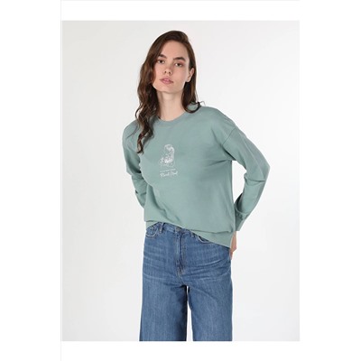Colin’sRegular Fit Baskılı Yeşil Kadın Sweatshirt