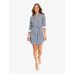 LONG SLEEVE GINGHAM SHIRT DRESS