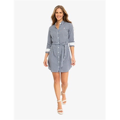 LONG SLEEVE GINGHAM SHIRT DRESS