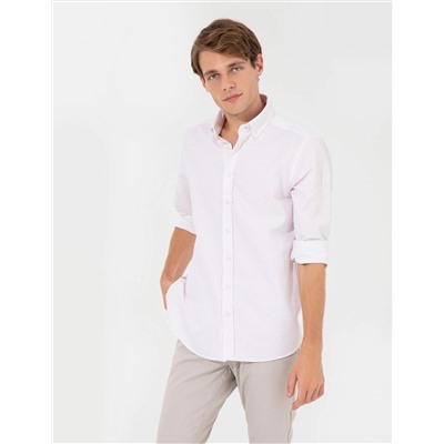 Turuncu Slim Fit Uzun Kollu Gömlek