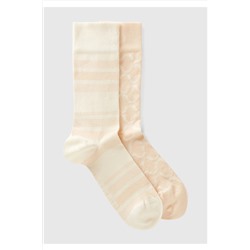 United Colors of Benetton Unisex Bej 2'li Soket Çorap 623A6AO32701P
