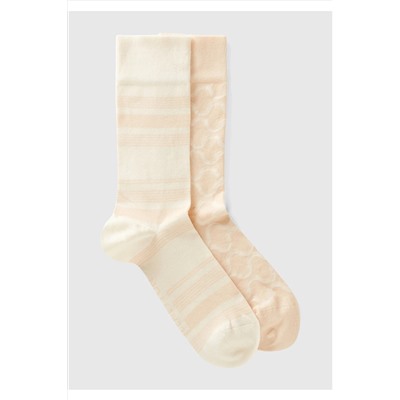 United Colors of Benetton Unisex Bej 2'li Soket Çorap 623A6AO32701P