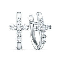 Серьги из серебра с фианитами родированные 925 пробы 11-0792р