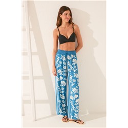 Pantalón largo viscosa estampado sello