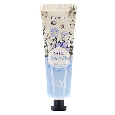 DEOPROCE SOFT COTTON BLUE PERFUMED HANDCREAM Парфюмированный крем для рук с экстрактом хлопка 50г