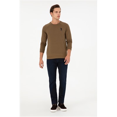 Erkek Haki Basic Sweatshirt