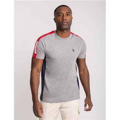 SHOULDER TRICOT TAPE JERSEY COLOR BLOCK T-SHIRT