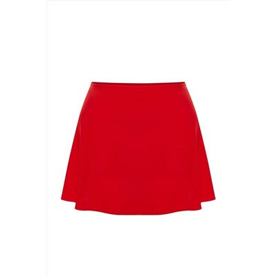 Kırmızı Şort Etekli Mini Büyük Beden Bikini Altı TBBSS23CR00015
