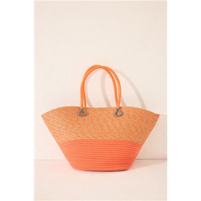 Bolso capazo rafia naranja