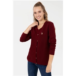Kadın Bordo Basic Triko Hırka