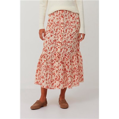 Falda midi Beige