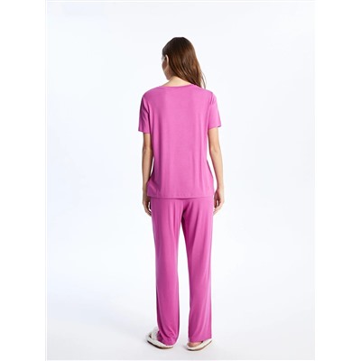 LC Waikiki Bisiklet Yaka Düz Kısa Kollu Kadın Pijama Takımı, LCW DREAM                                            
                                            Bisiklet Yaka Düz Kısa Kollu Kadın Pijama Takımı