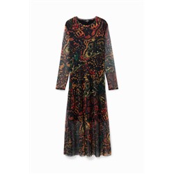 Vestido slim midi mariposas