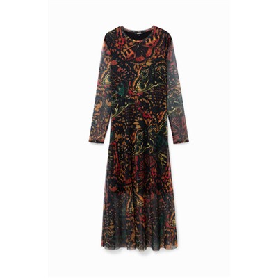 Vestido slim midi mariposas