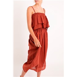 Vestido evasé Rojo teja