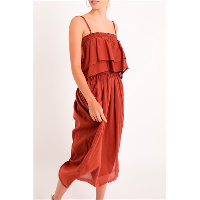 Vestido evasé Rojo teja
