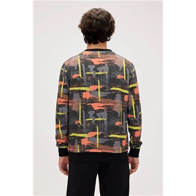 Bad Bear, Erkek Sweatshirt Siyah 24.02.12.017 Flame Crewneck