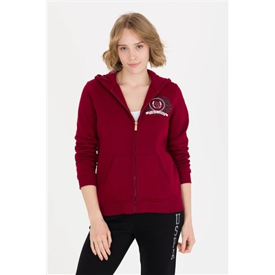 Kadın Vişne Fermuarlı Sweatshirt