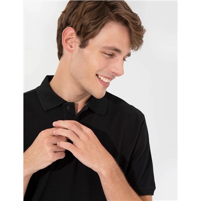 Siyah Regular Fit Polo Yaka Tişört