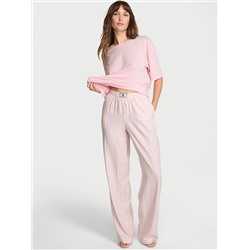 Victoria's Secret Flannel Short-Sleeve Long Tee-Jama Set