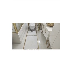 BotigaHome Gofraj Beyaz Banyo Halısı Klozet Takımı 3'lü Set BH008