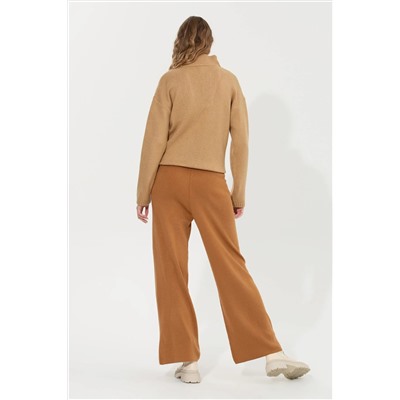 Kadın Camel Melanj Triko Pantolon