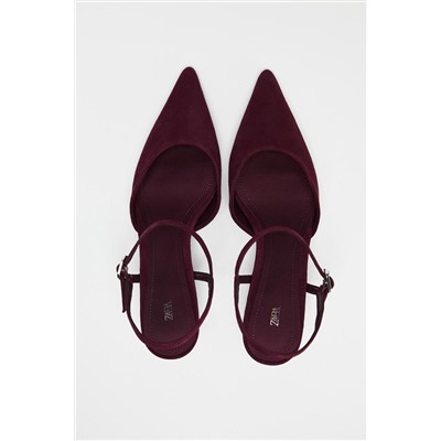 SUEDE KITTEN HEEL SLINGBACKS