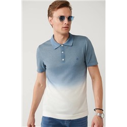 Avva, Erkek Indigo 3 Düğmeli Garment Dyed Polo Yaka Triko T-shirt A41y5068