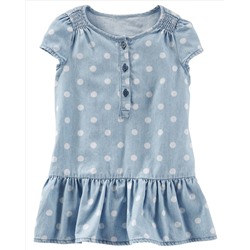 2-Piece Dotted Chambray Drop-Waist Dress