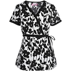 koi Scrubs Daisyland Mock Wrap Print Top