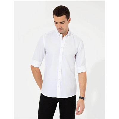 Beyaz Slim Fit Oxford Gömlek