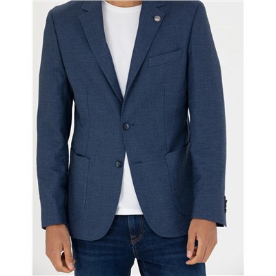 Açık Lacivert Slim Fit Blazer Ceket