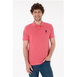Erkek Slim Fit Polo Yaka Pembe Basic Tişört